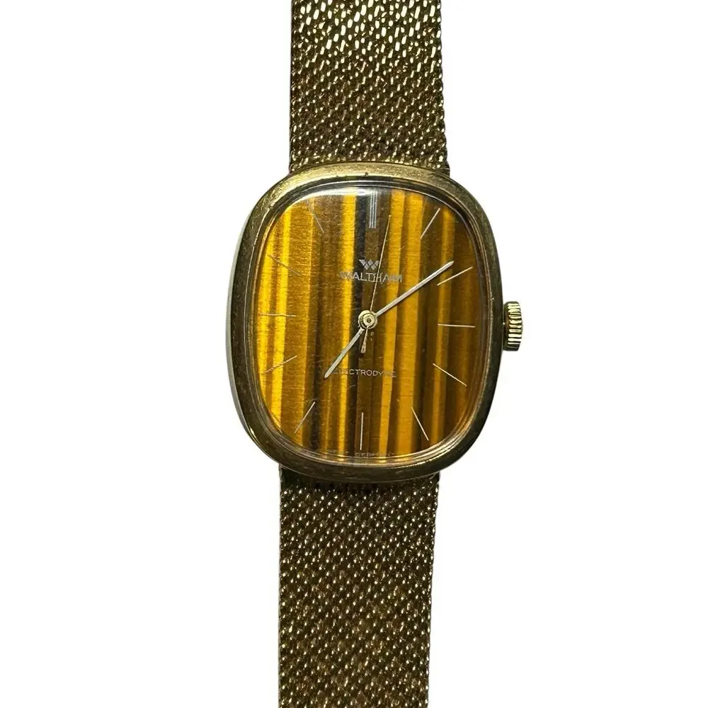 Vintage Waltham Watch Women Electrodyne Gold Tone Mesh Band Manual Wind